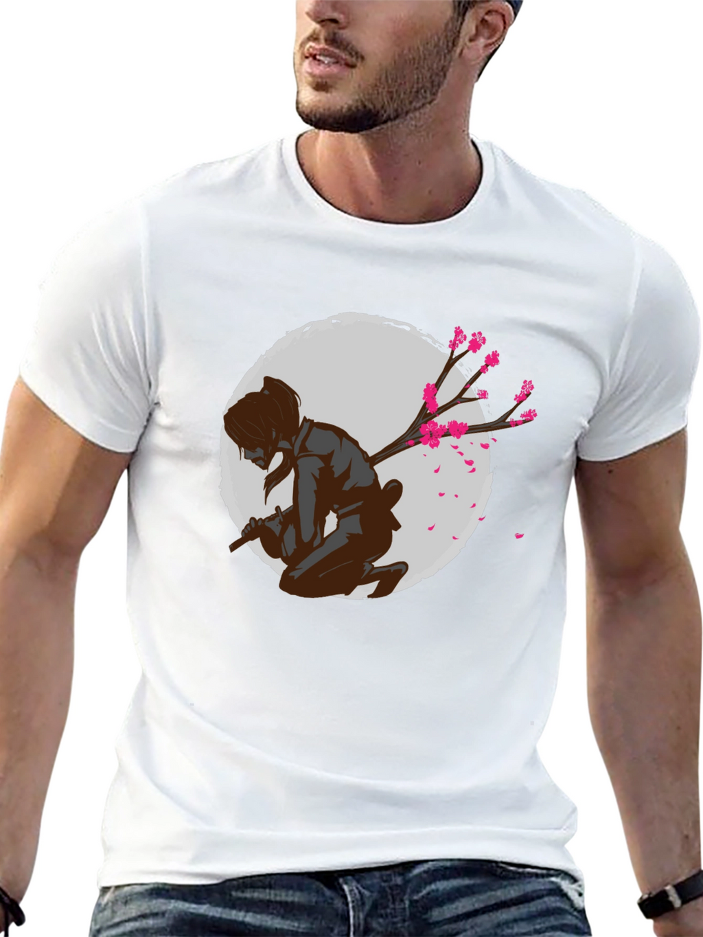 Samurai Cherry Blossom Graphic Tee