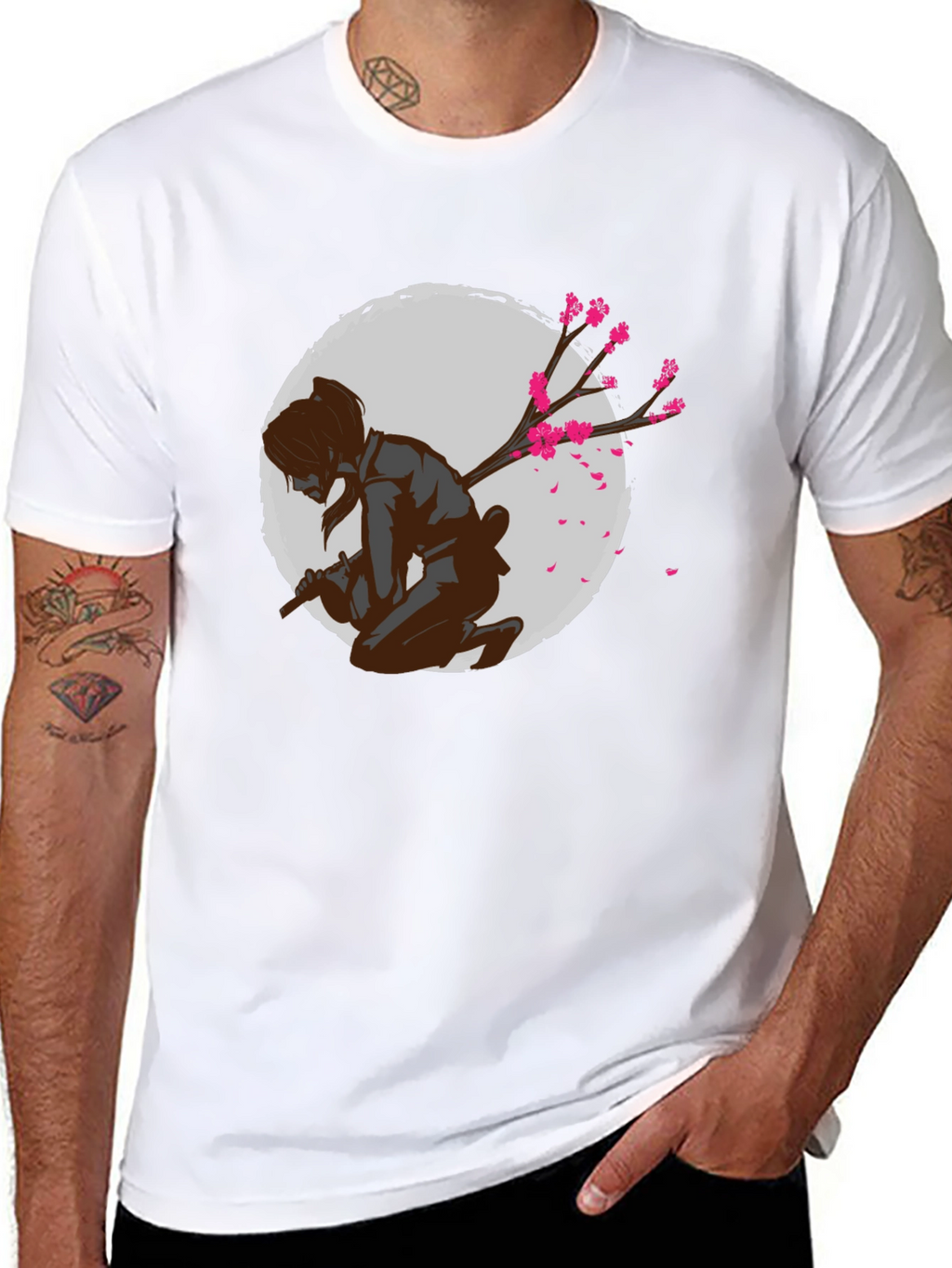 Samurai Cherry Blossom Graphic Tee