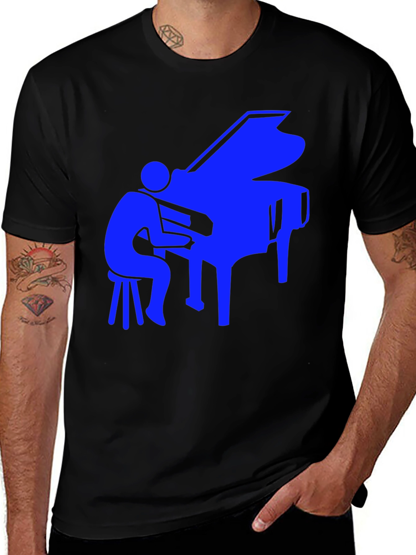 Piano Player Graphic Tee - Cool Music Shirt