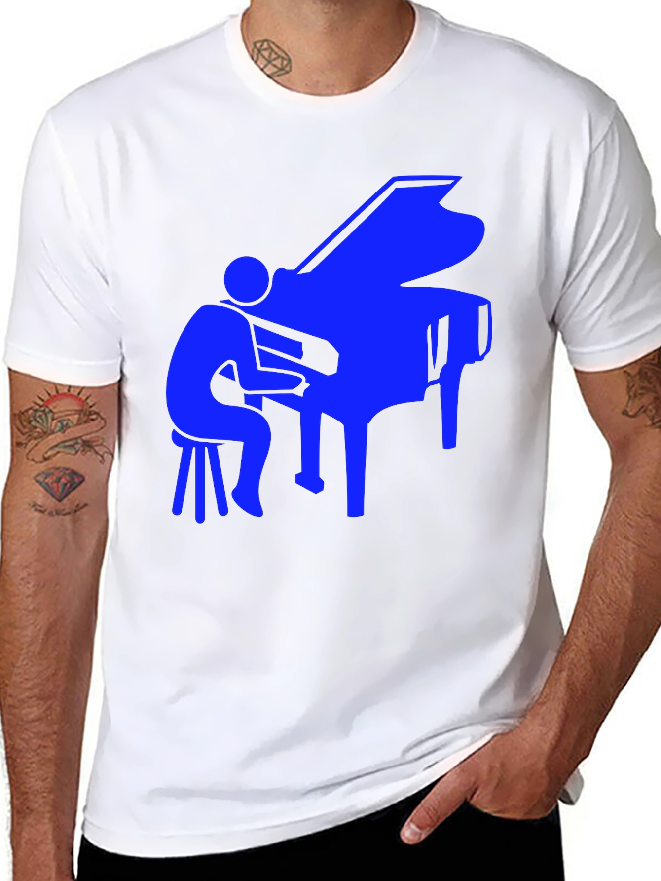 Piano Player Graphic Tee - Cool Music Shirt
