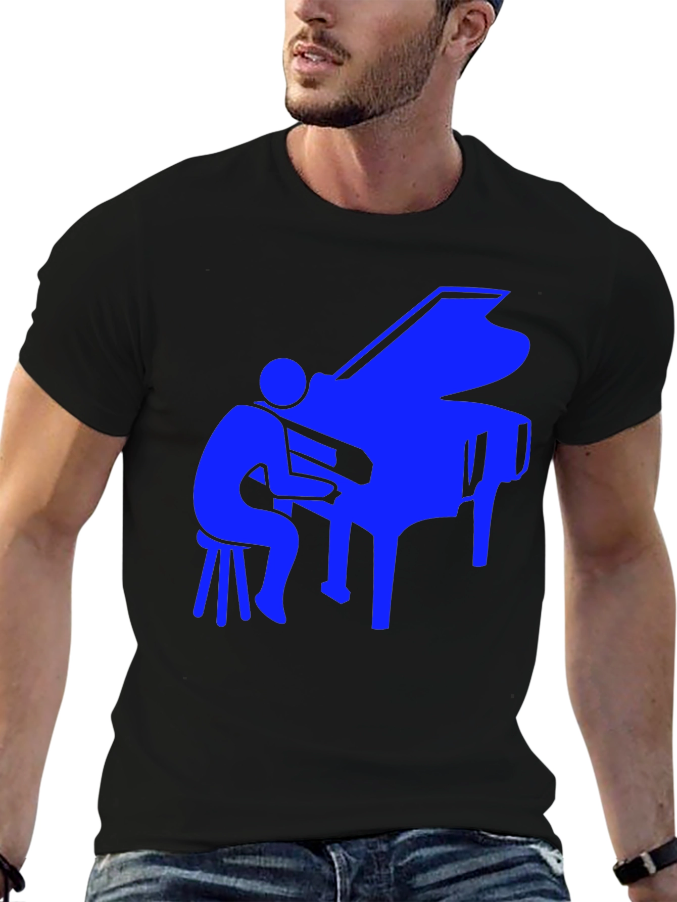 Piano Player Graphic Tee - Cool Music Shirt
