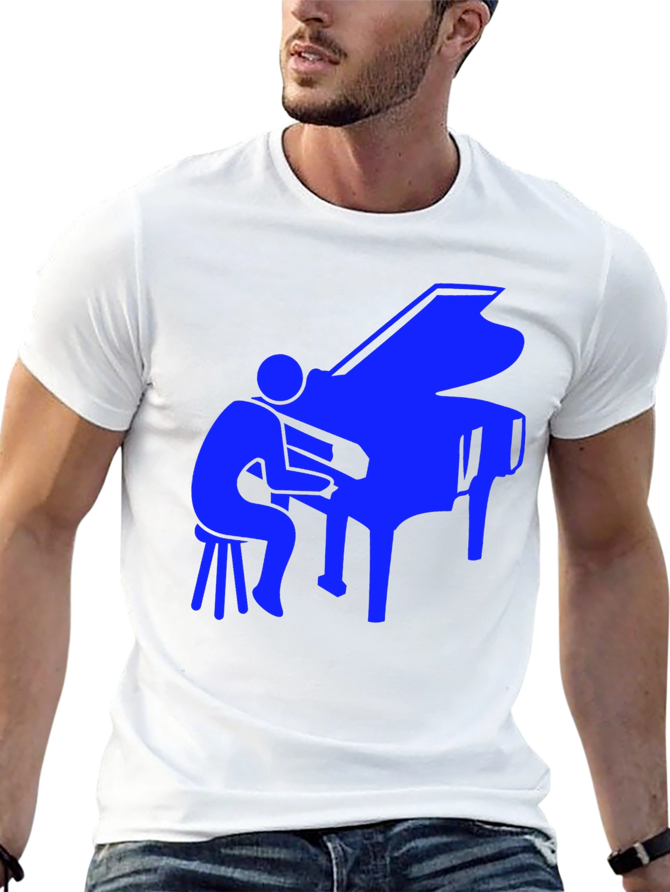 Piano Player Graphic Tee - Cool Music Shirt