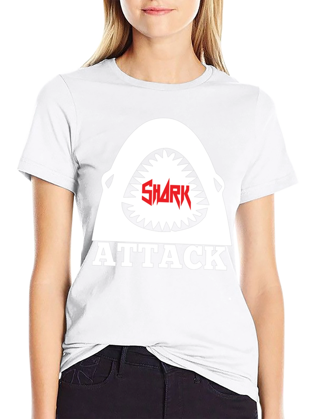 Shark Attack Graphic Tee - Black Cotton T-Shirt