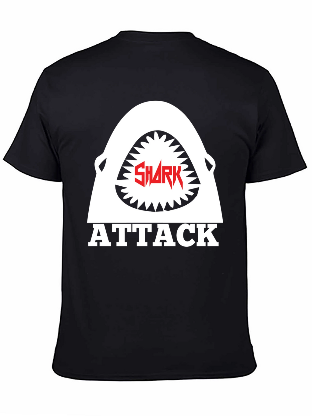 Shark Attack Graphic Tee - Black Cotton T-Shirt