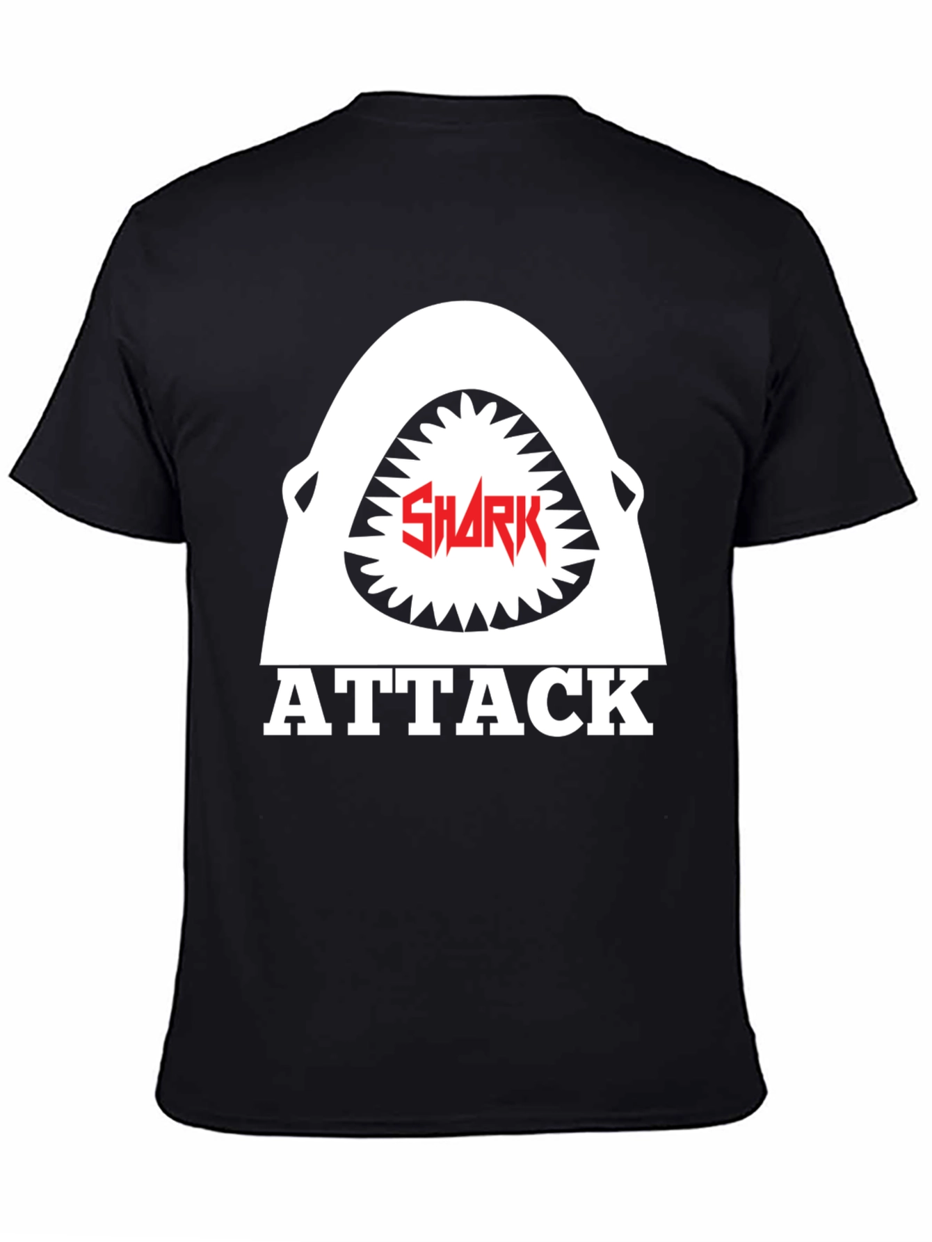 Shark Attack Graphic Tee - Black Cotton T-Shirt