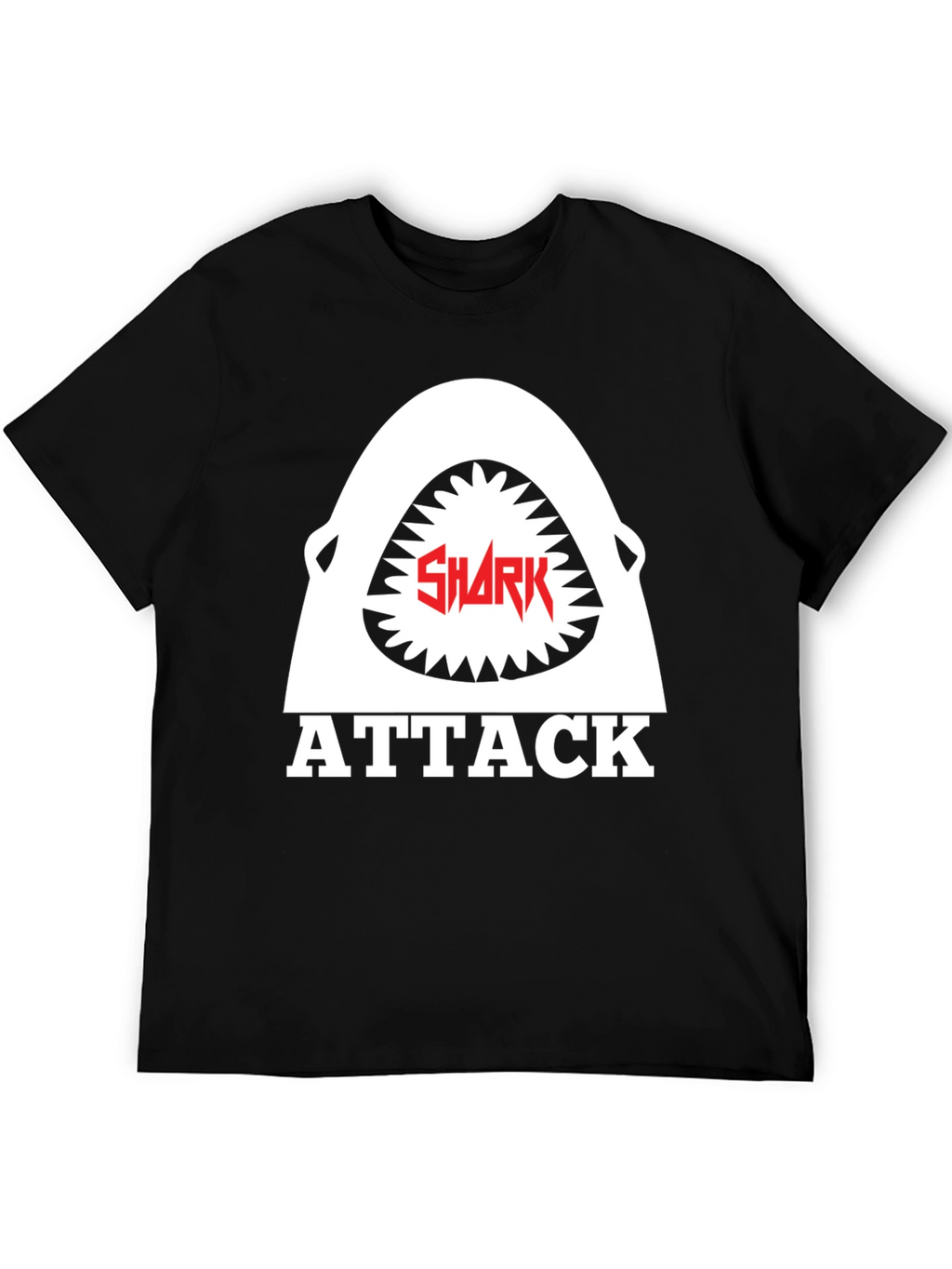 Shark Attack Graphic Tee - Black Cotton T-Shirt