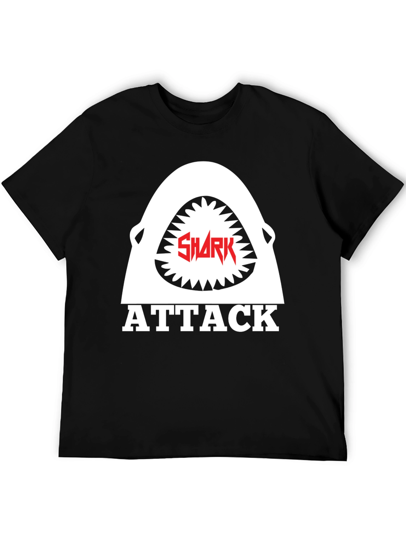 Shark Attack Graphic Tee - Black Cotton T-Shirt