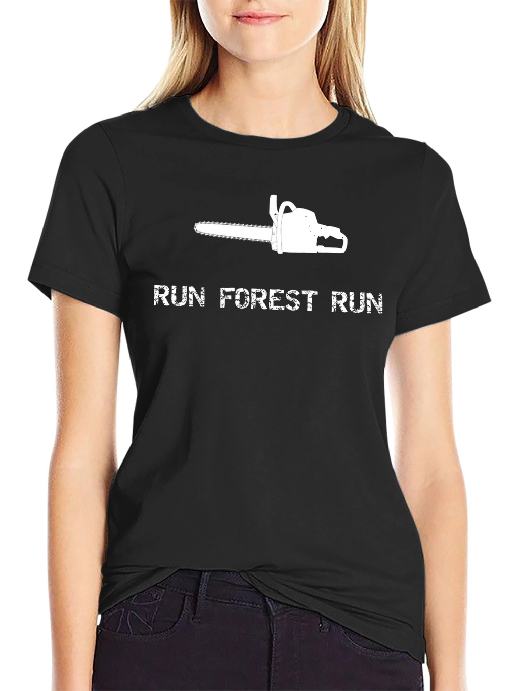 Run Forest Run Chainsaw Graphic Tee - Black