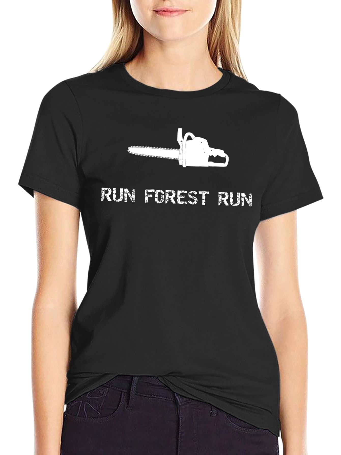 Run Forest Run Chainsaw Graphic Tee - Black