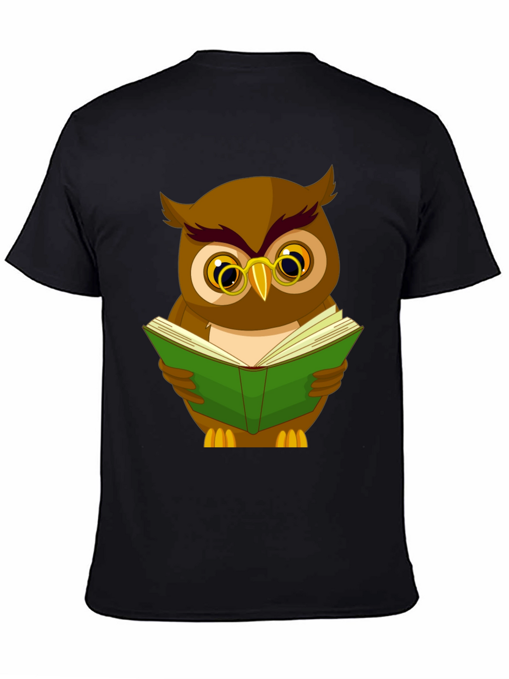 Owl Reading Book Graphic Tee - Black