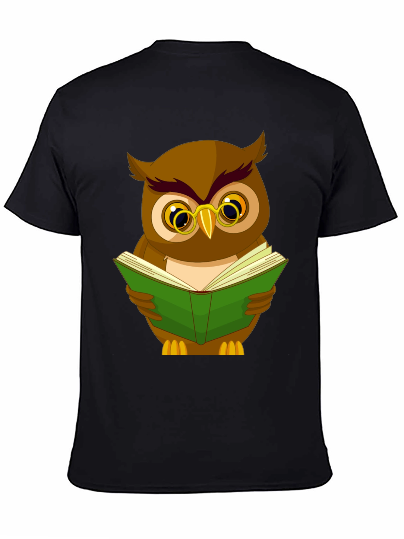 Owl Reading Book Graphic Tee - Black
