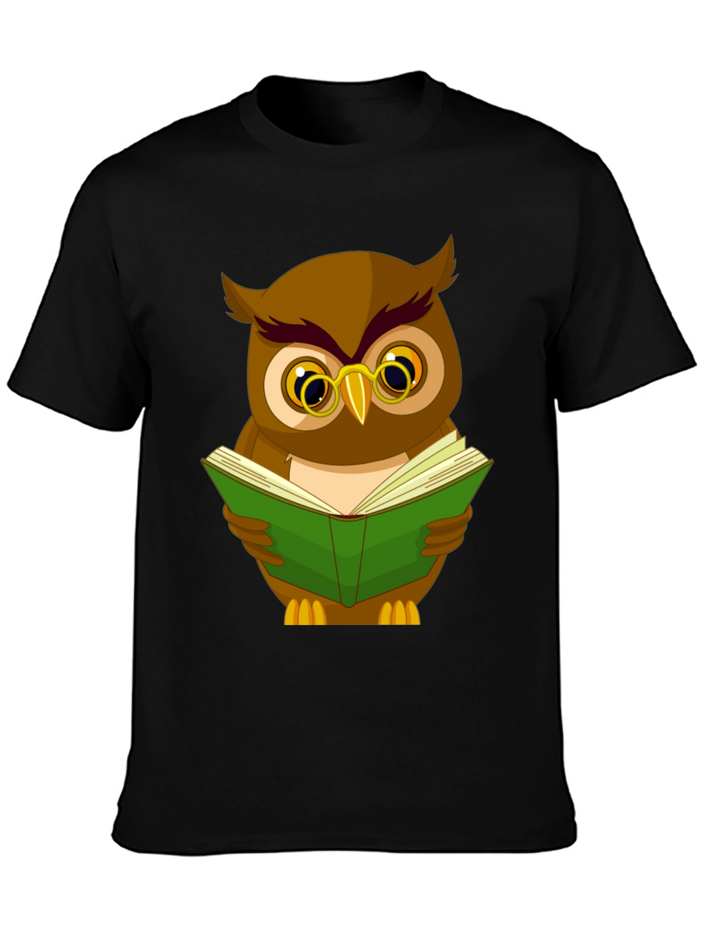 Owl Reading Book Graphic Tee - Black