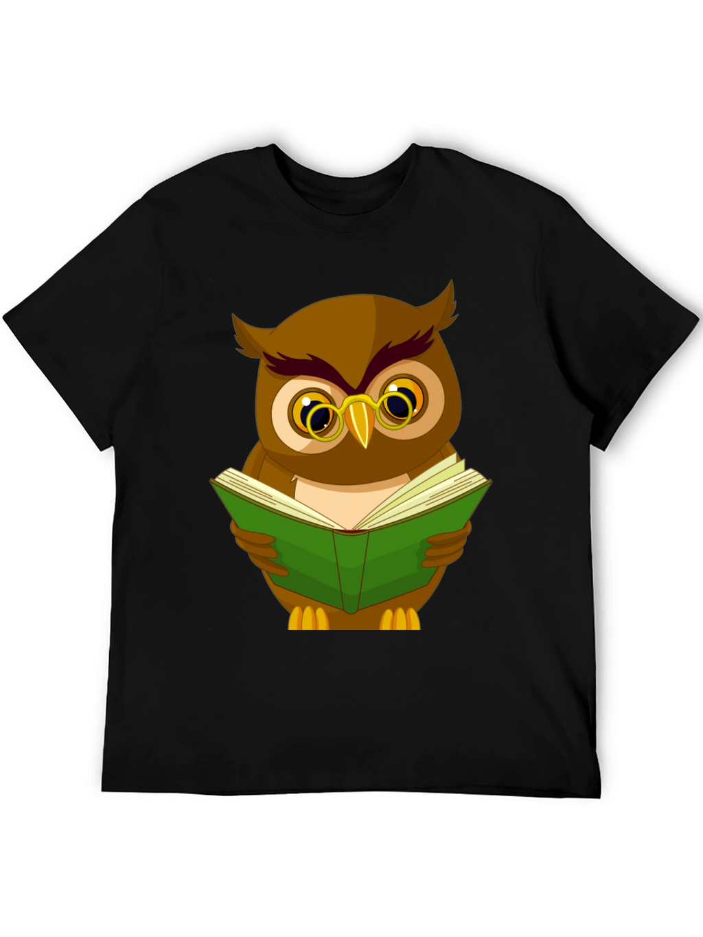 Owl Reading Book Graphic Tee - Black