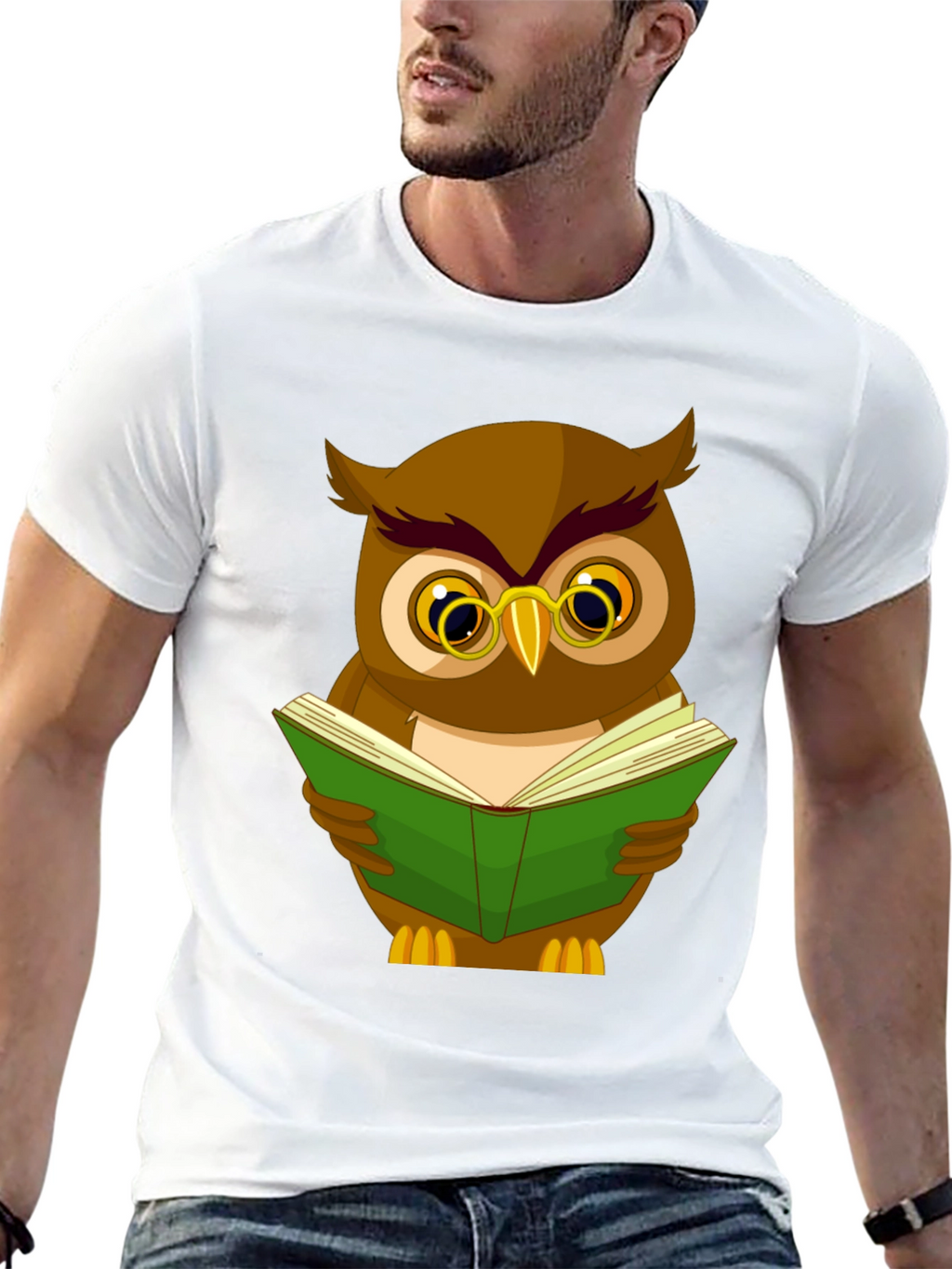 Owl Reading Book Graphic Tee - Black