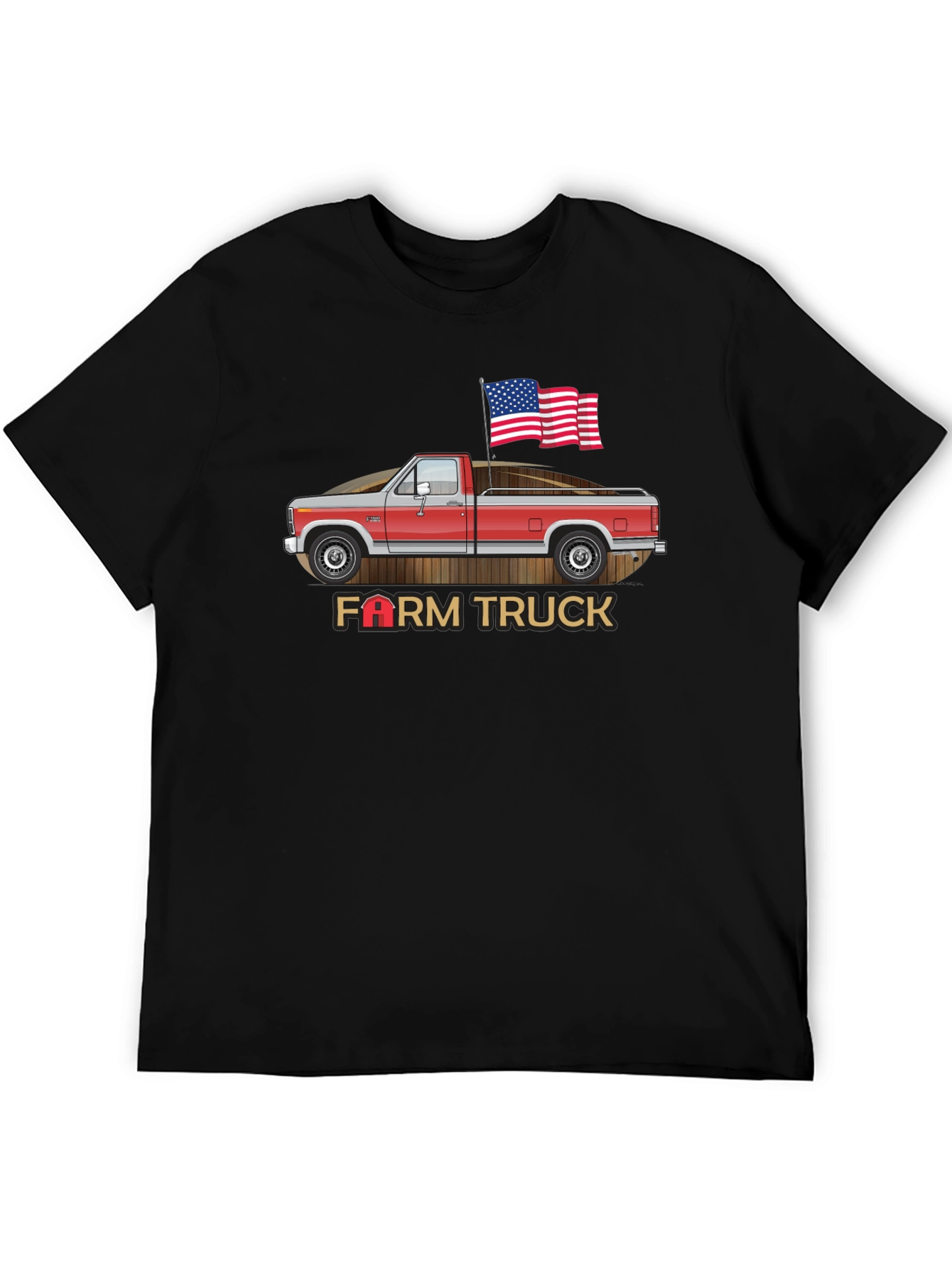 Farm Truck Graphic Tee - Patriotic American Flag