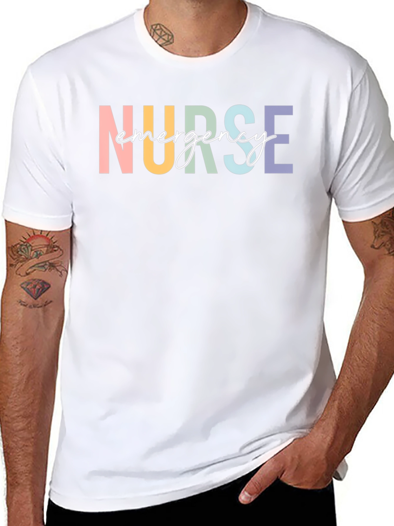 Emergency Nurse T-Shirt - Colorful Text Design