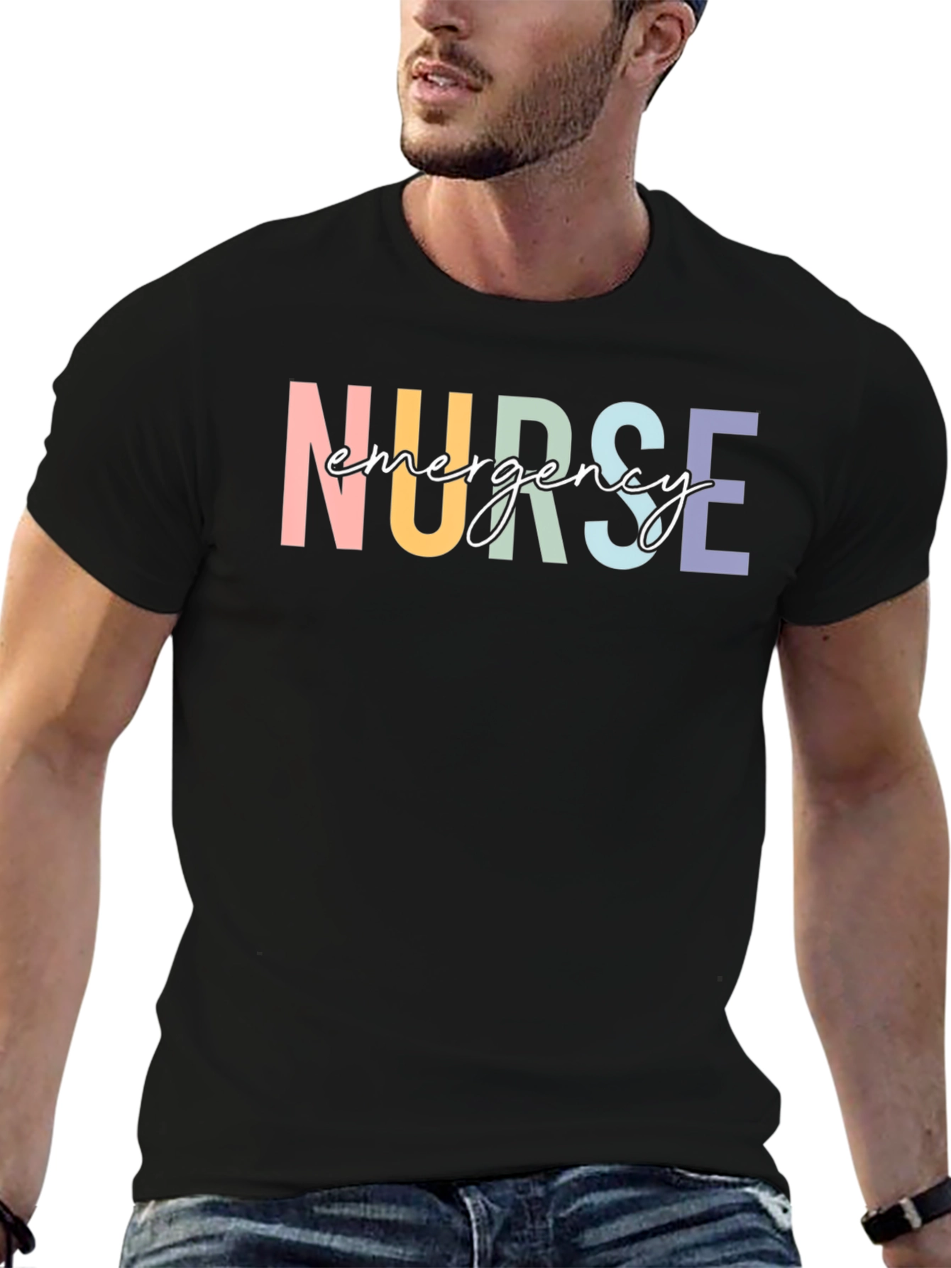 Emergency Nurse T-Shirt - Colorful Text Design