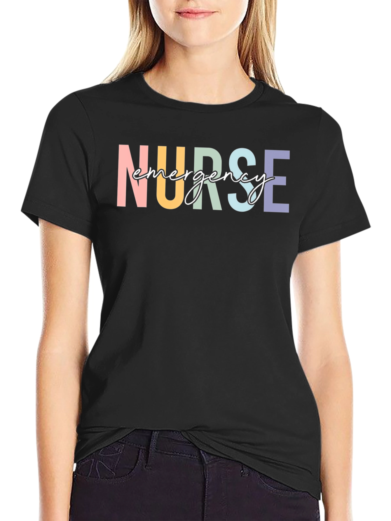Emergency Nurse T-Shirt - Colorful Text Design