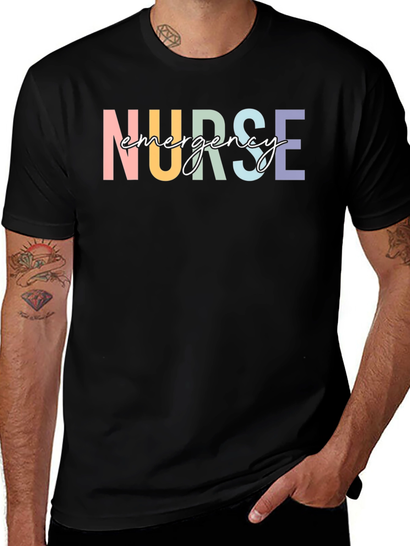 Emergency Nurse T-Shirt - Colorful Text Design