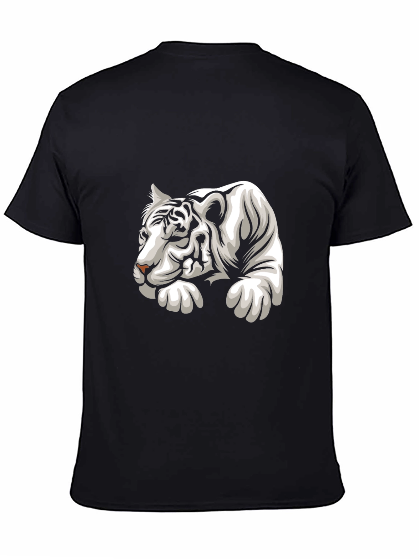 Cool White Tiger Graphic Tee - Black Cotton T-Shirt
