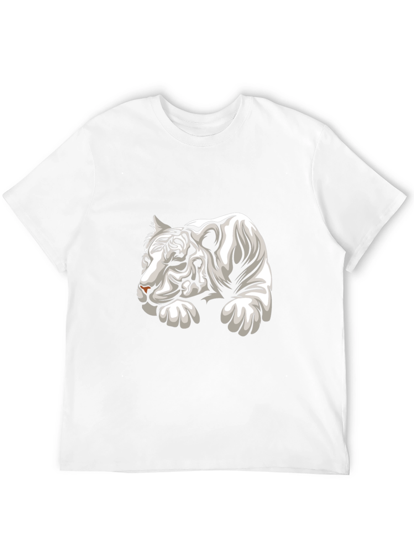Cool White Tiger Graphic Tee - Black Cotton T-Shirt