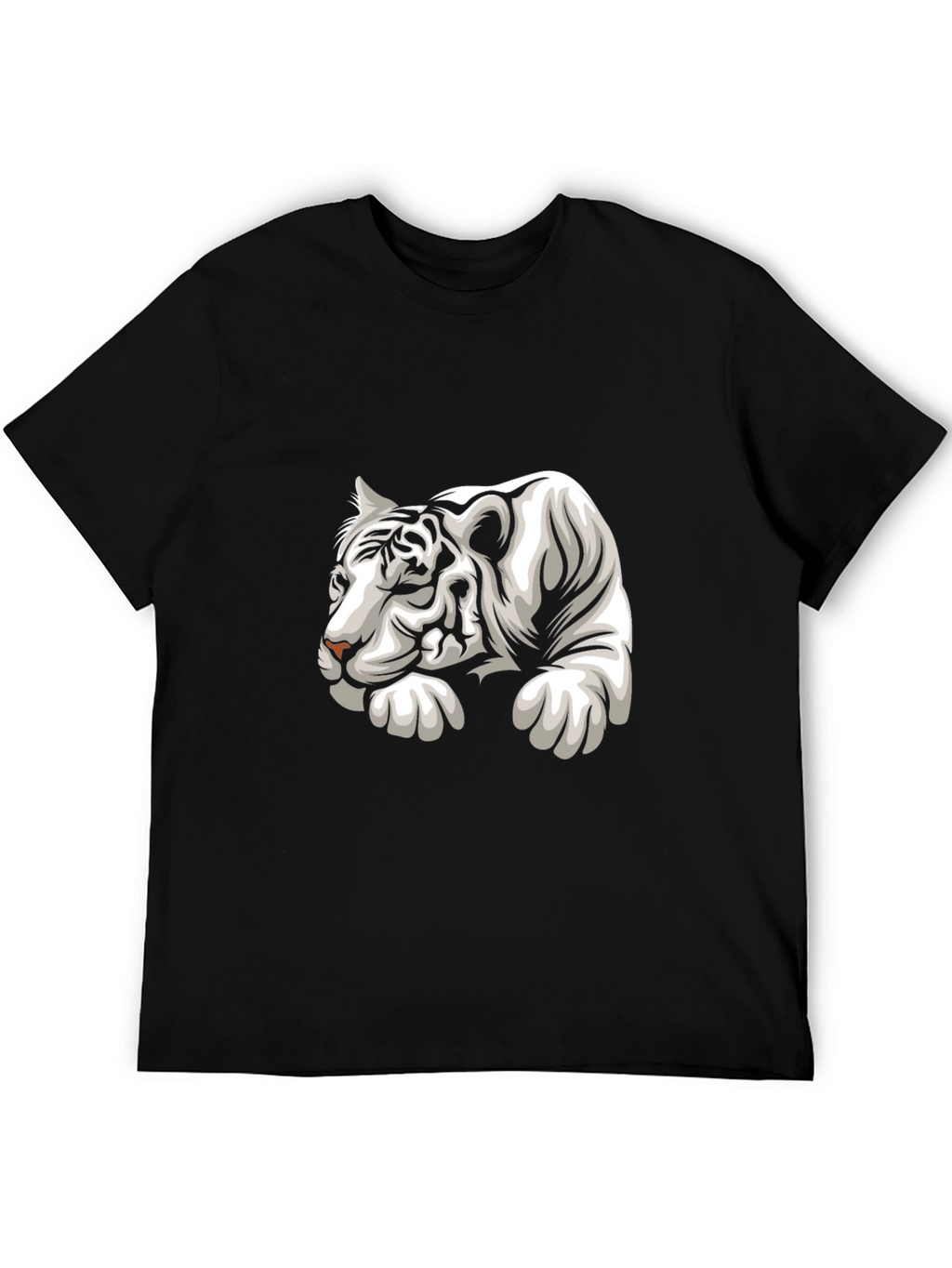Cool White Tiger Graphic Tee - Black Cotton T-Shirt