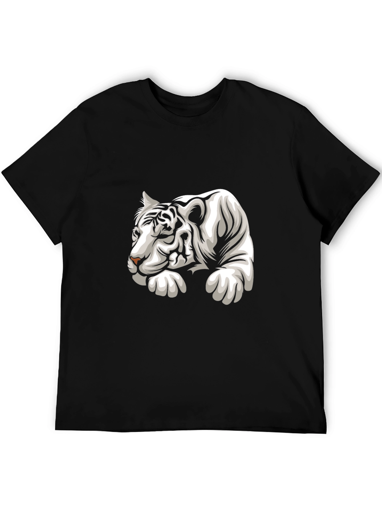 Cool White Tiger Graphic Tee - Black Cotton T-Shirt