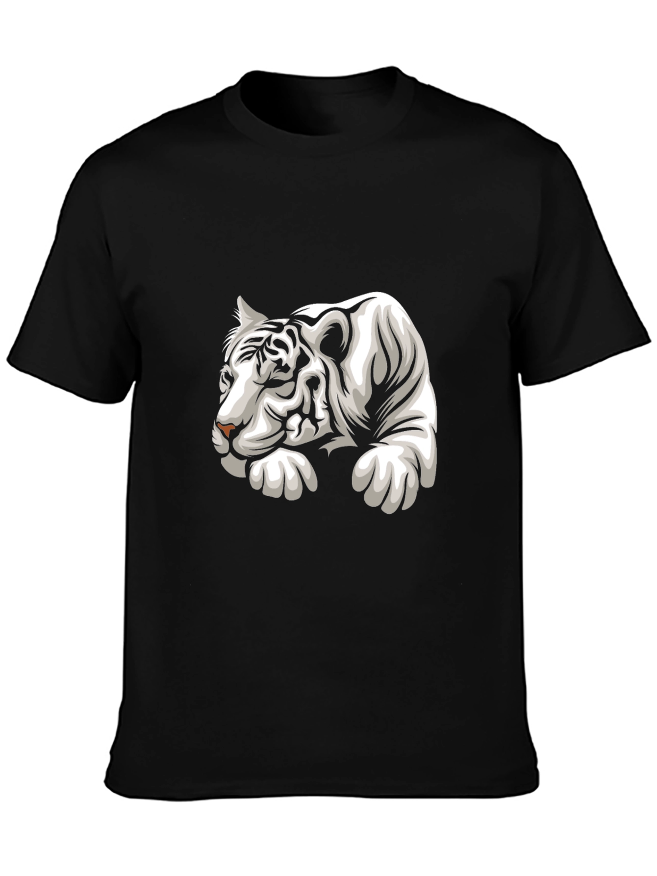 Cool White Tiger Graphic Tee - Black Cotton T-Shirt