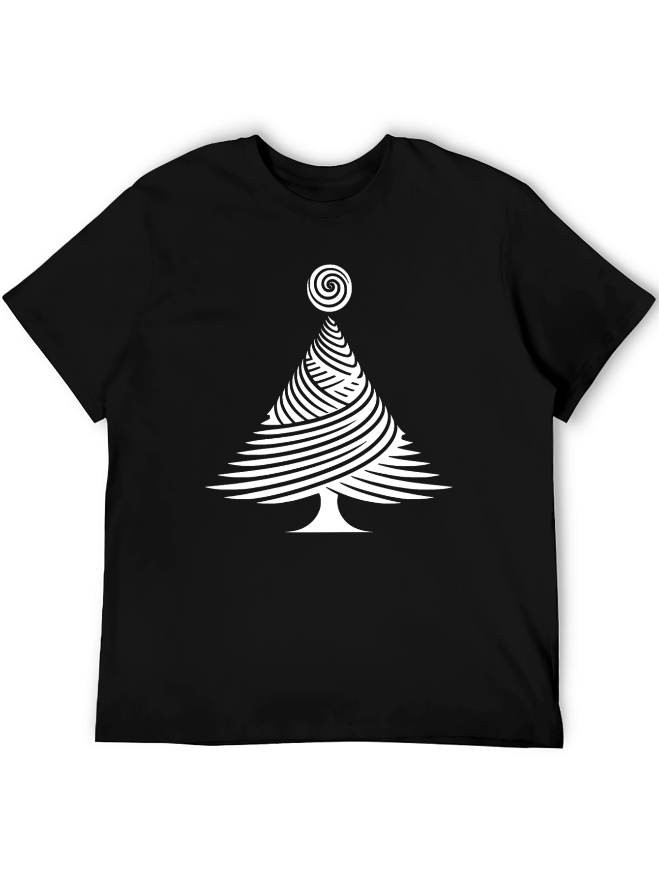 Abstract Christmas Tree Graphic Tee - Black