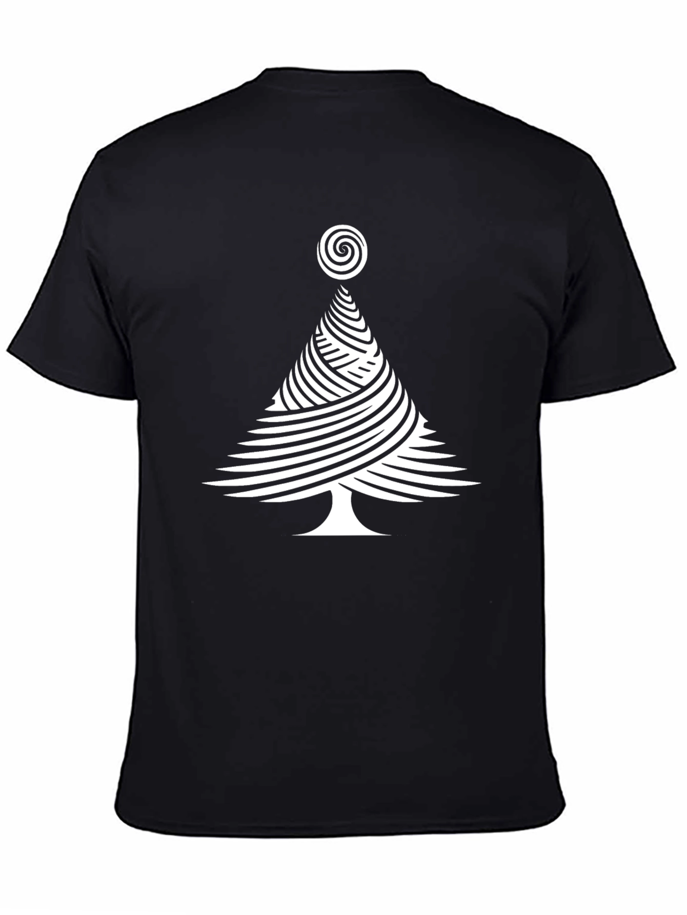Abstract Christmas Tree Graphic Tee - Black