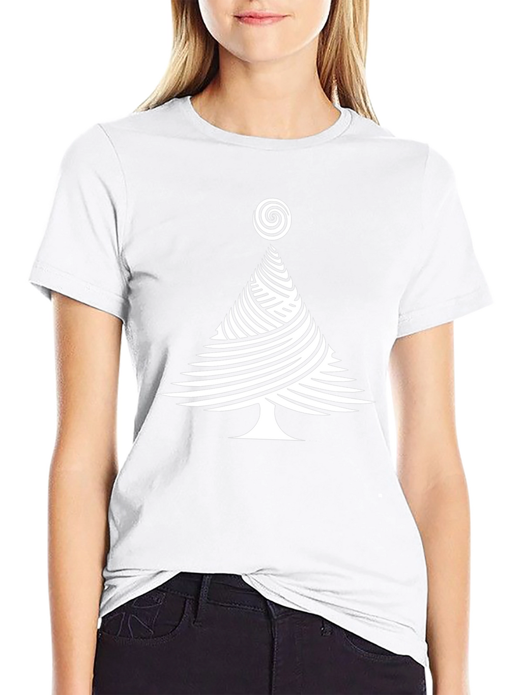 Abstract Christmas Tree Graphic Tee - Black