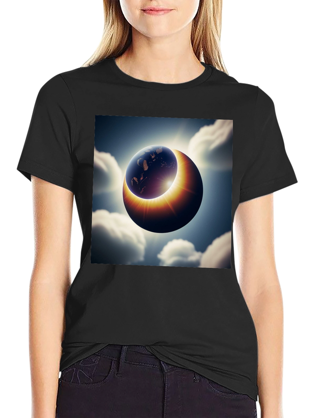 Earth Eclipse Graphic Tee - Unique Solar System Shirt