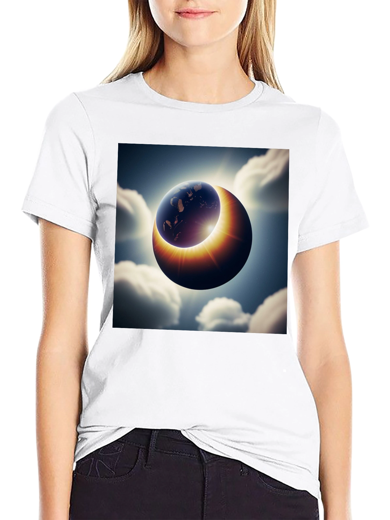 Earth Eclipse Graphic Tee - Unique Solar System Shirt
