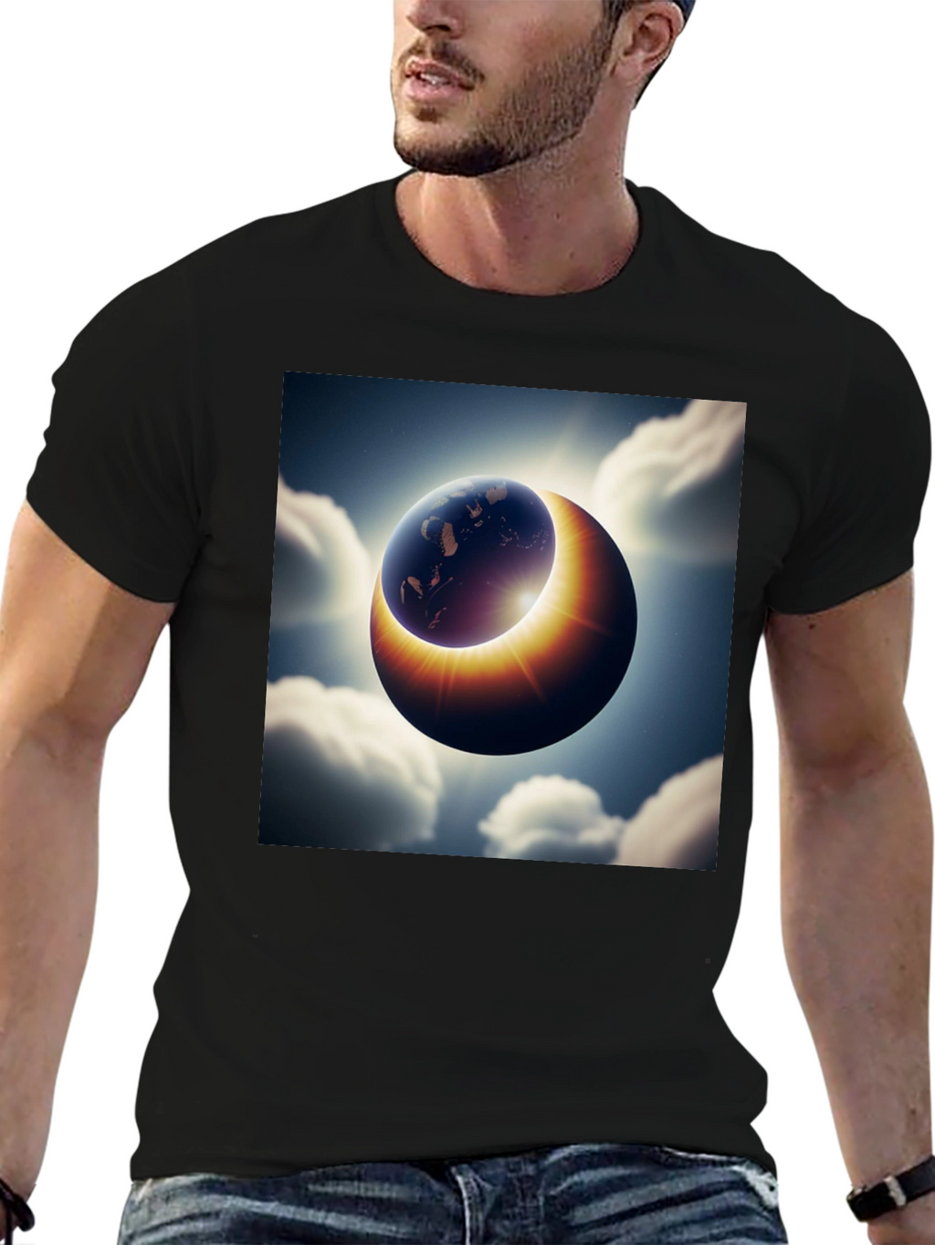 Earth Eclipse Graphic Tee - Unique Solar System Shirt
