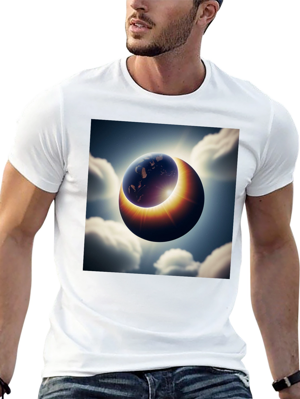 Earth Eclipse Graphic Tee - Unique Solar System Shirt