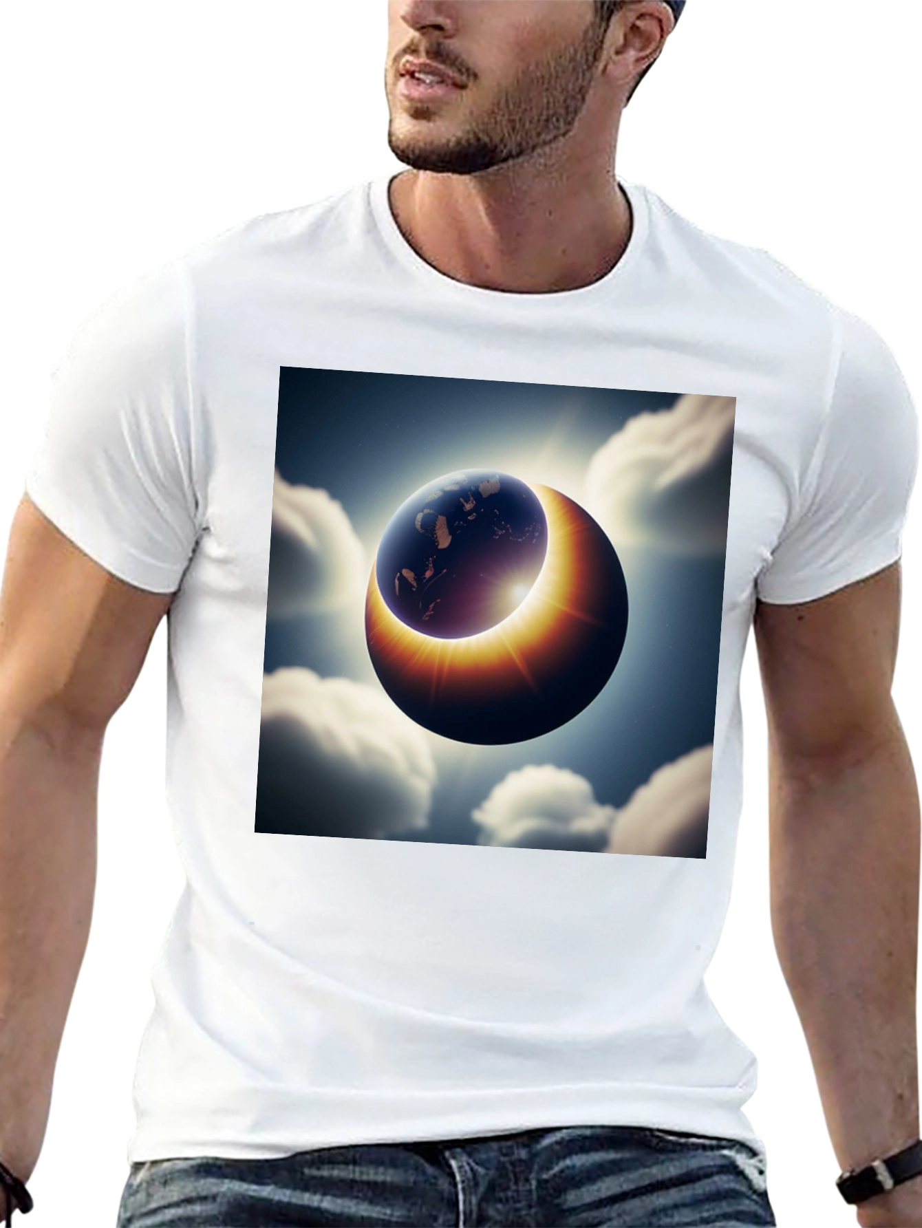 Earth Eclipse Graphic Tee - Unique Solar System Shirt