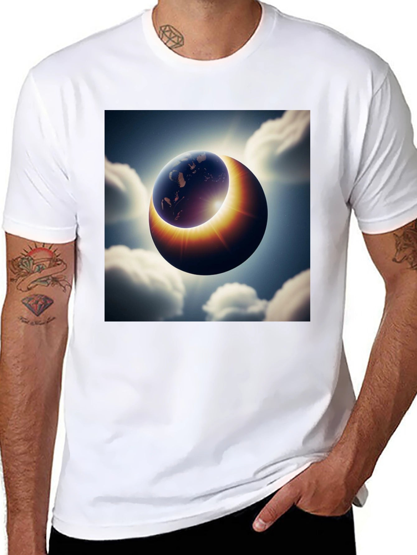 Earth Eclipse Graphic Tee - Unique Solar System Shirt