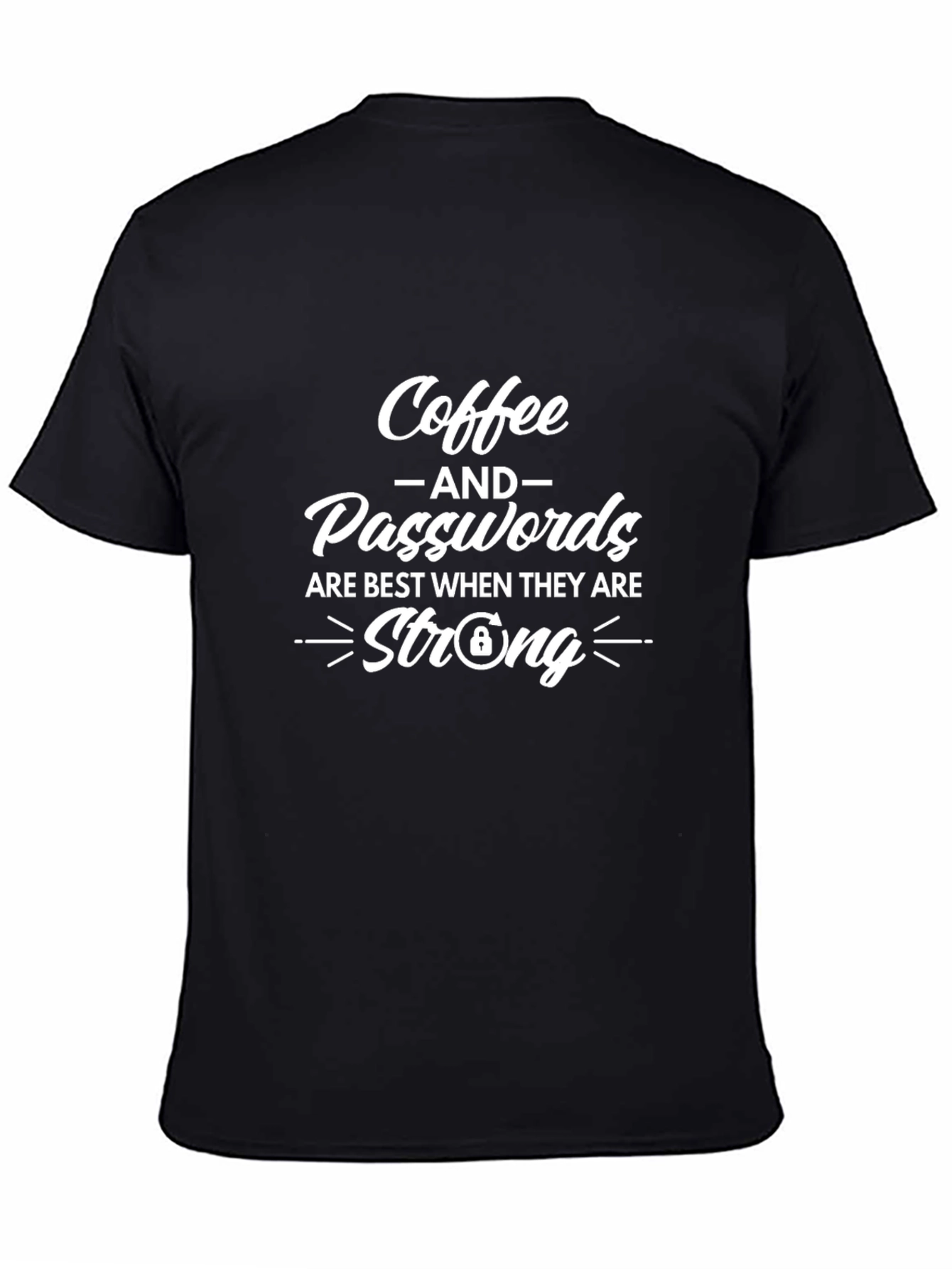 Coffee & Passwords Strong T-Shirt - Black Graphic Tee