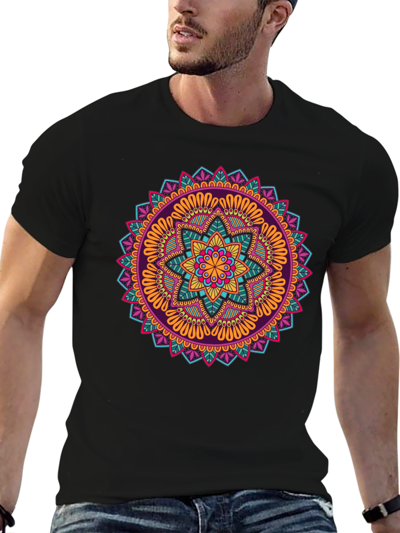 Vibrant Mandala Graphic Print T-Shirt