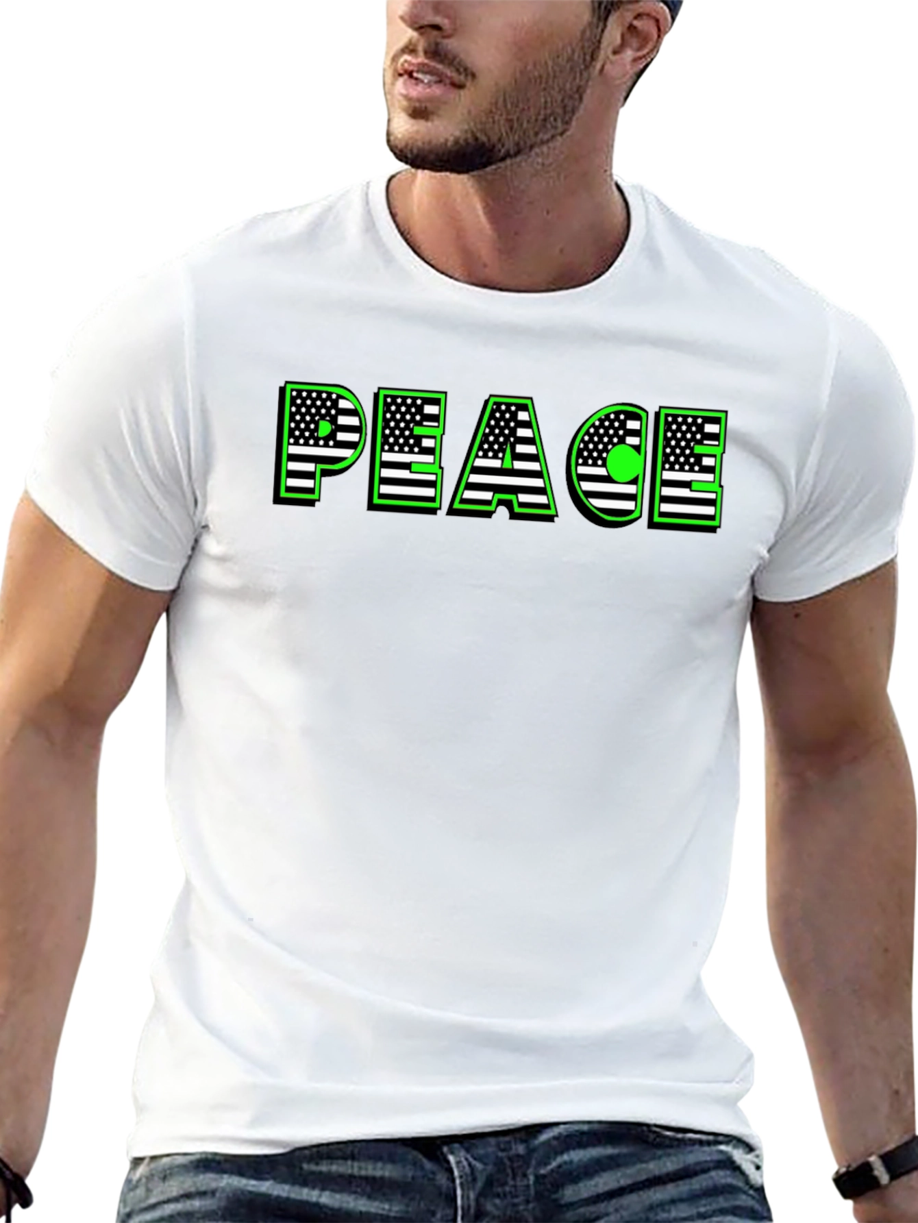 Peace USA Flag Graphic T-Shirt