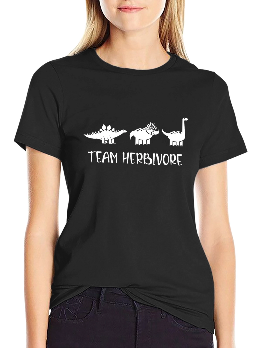 Team Herbivore Black T-Shirt - Dinosaur Lover Tee