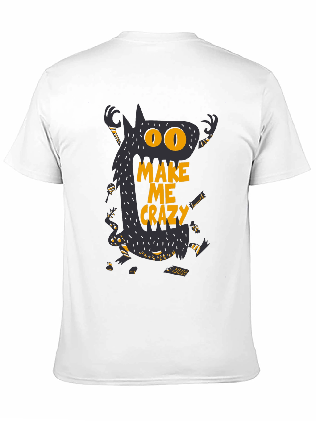 Monster Make Me Crazy Graphic Print Mens Black T-Shirt