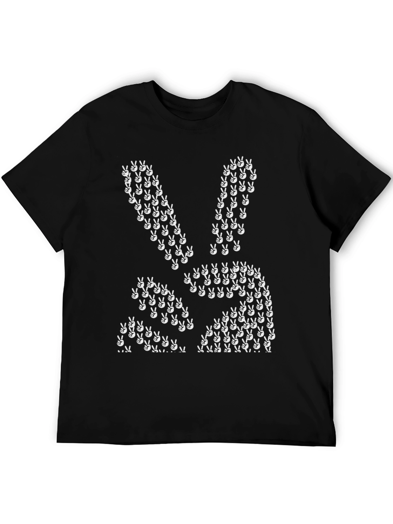 Peace Bunny Graphic Tee - Black Cotton T-Shirt