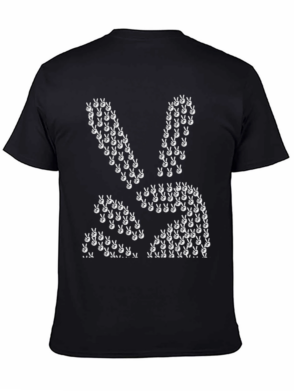 Peace Bunny Graphic Tee - Black Cotton T-Shirt