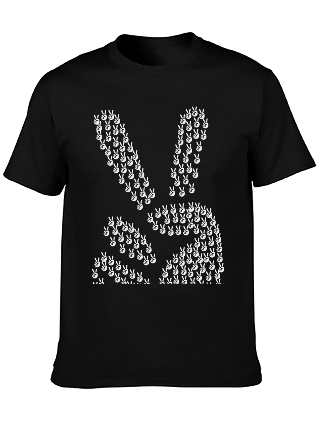 Peace Bunny Graphic Tee - Black Cotton T-Shirt
