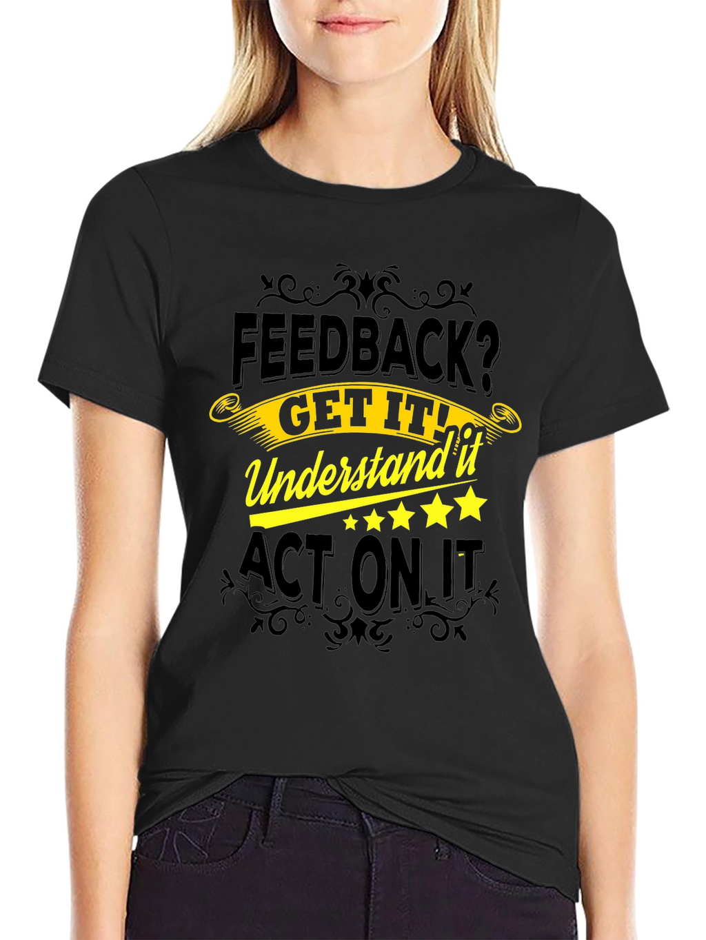 Feedback Motivational Black T-Shirt