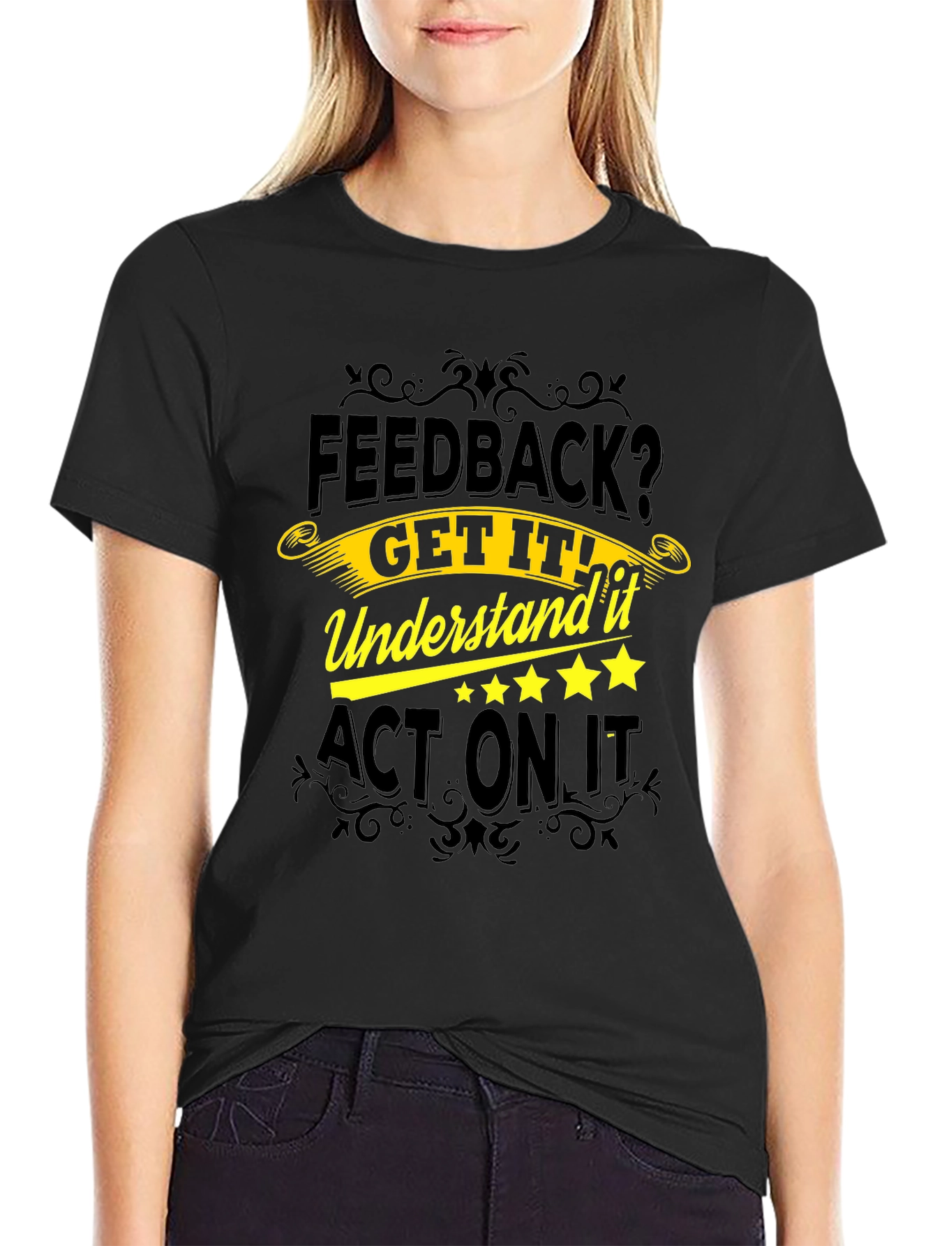 Feedback Motivational Black T-Shirt