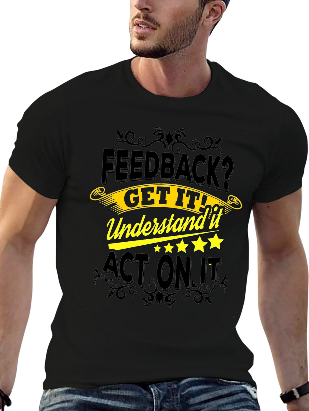 Feedback Motivational Black T-Shirt