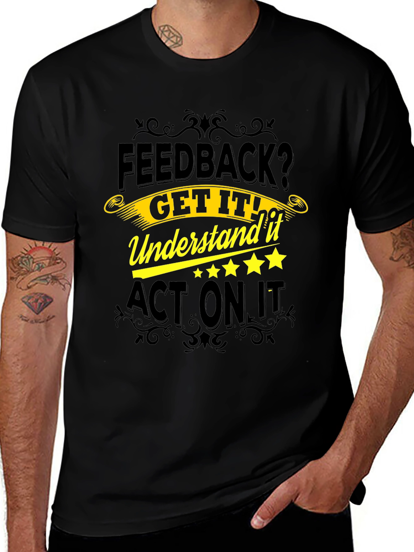 Feedback Motivational Black T-Shirt