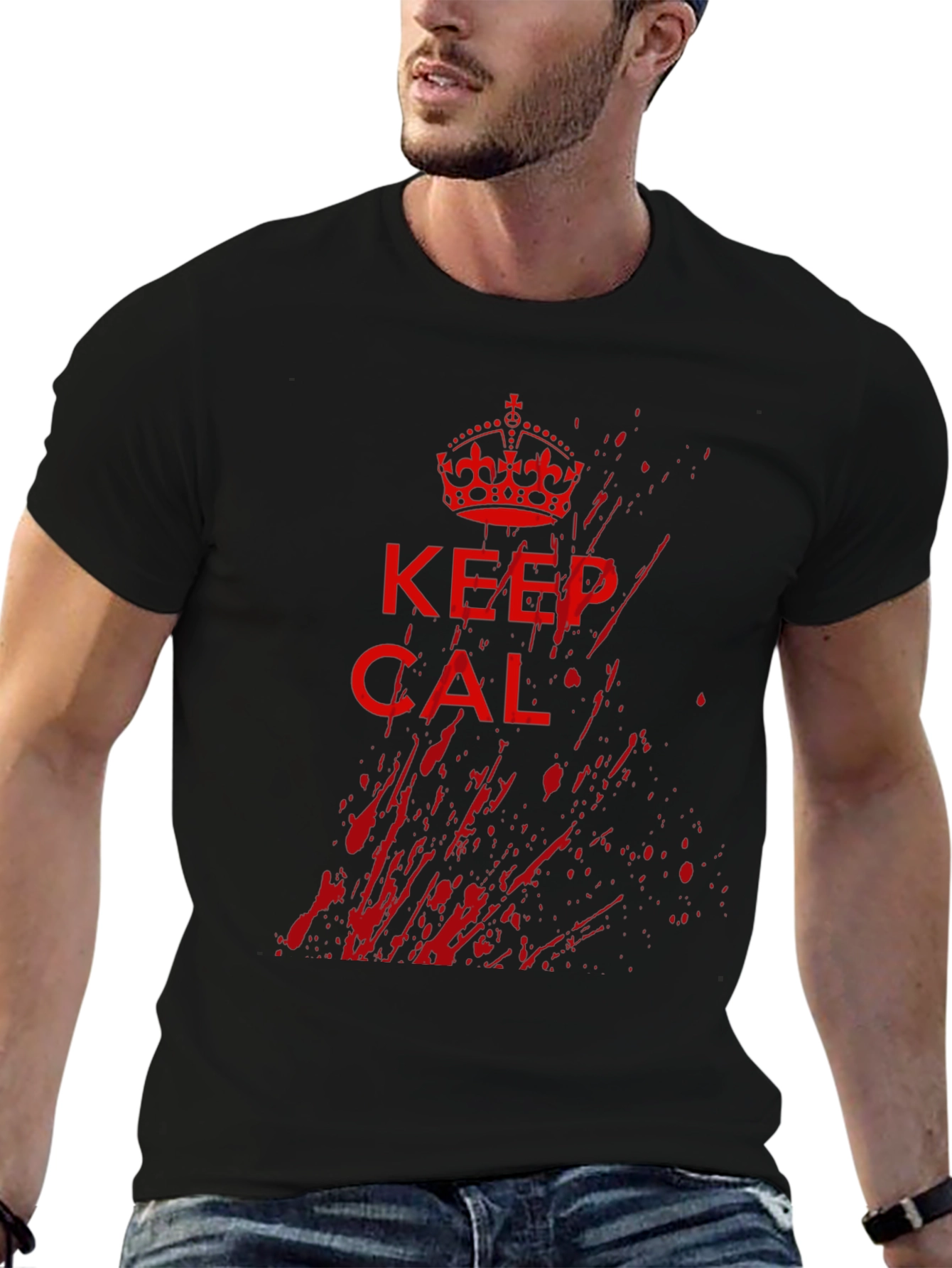 Keep Calm Grunge Graphic Tee - Black